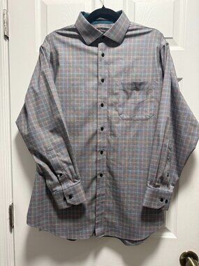 Paul Fredrick Men’s 16.5 32 Classic Fit Non-Iron Stretch Plaid Dress Shirt